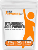 BulkSupplements.com Hyaluronic Acid Powder - Hyaluronic Acid Supplements, Hyaluronic Acid 215mg - Hyaluronic Acid Food Grade, Gluten Free - 215mg per Serving, 50g (1.8 oz) (Pack of 1)
