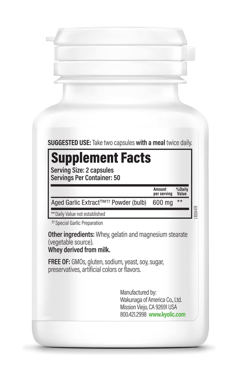 Kyolic Aged Garlic Extract Formula 100, Original Cardiovascular, 200 Capsules (Packaging May Vary)