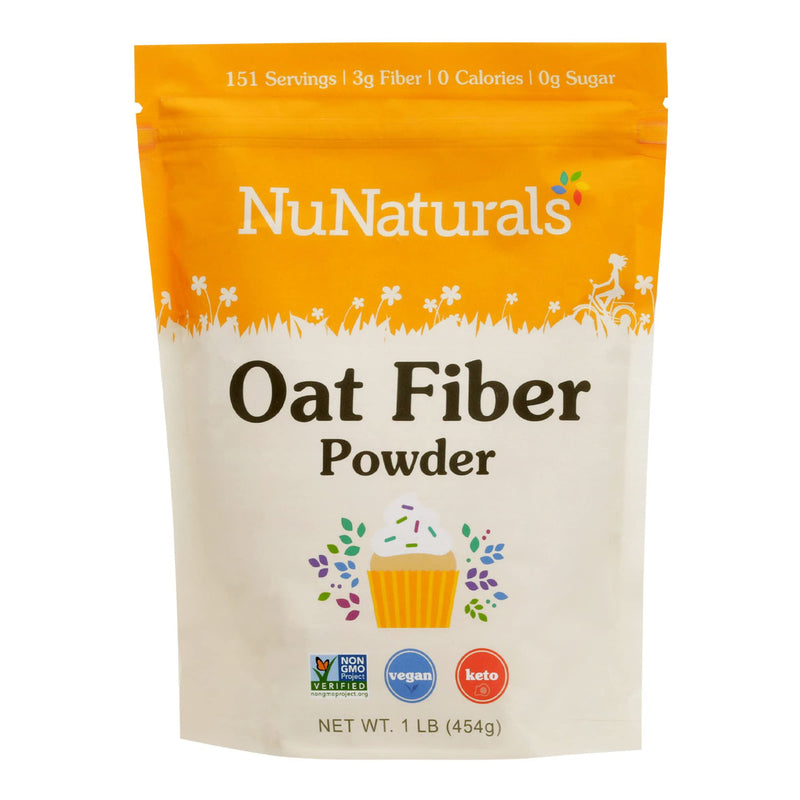 NuNaturals Oat Fiber Powder, All Natural Non-GMO, Supports Digestive Health, 1 lb