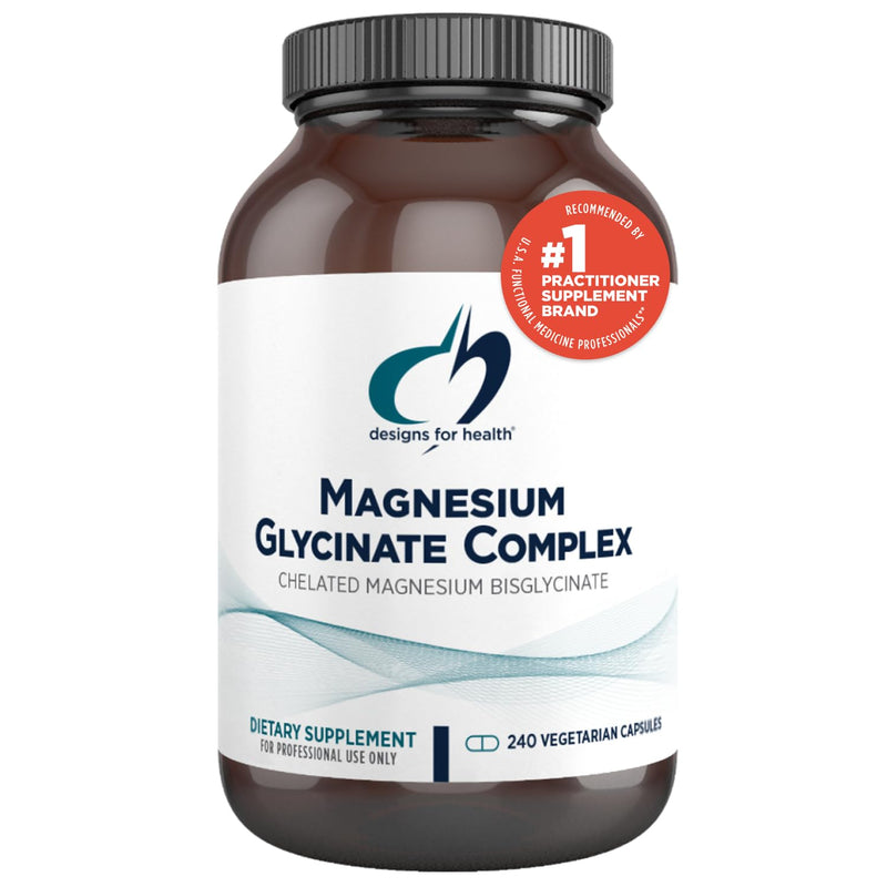 Designs for Health Magnesium Glycinate Complex - Chelated Magnesium Bisglycinate + High Absorption Magnesium Oxide for Heart Health, Immune Support & Bone Strength - Vegan (120 Capsules)