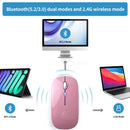 Wireless Bluetooth Mouse, Rechargeable, LED, Silent, Ultra-thin Design (Bluetooth 5.2 and 2.4GHz USB Receiver) | Portable Computer Mouse for Laptops, iPads, MacBooks and Apple Devices (Black)