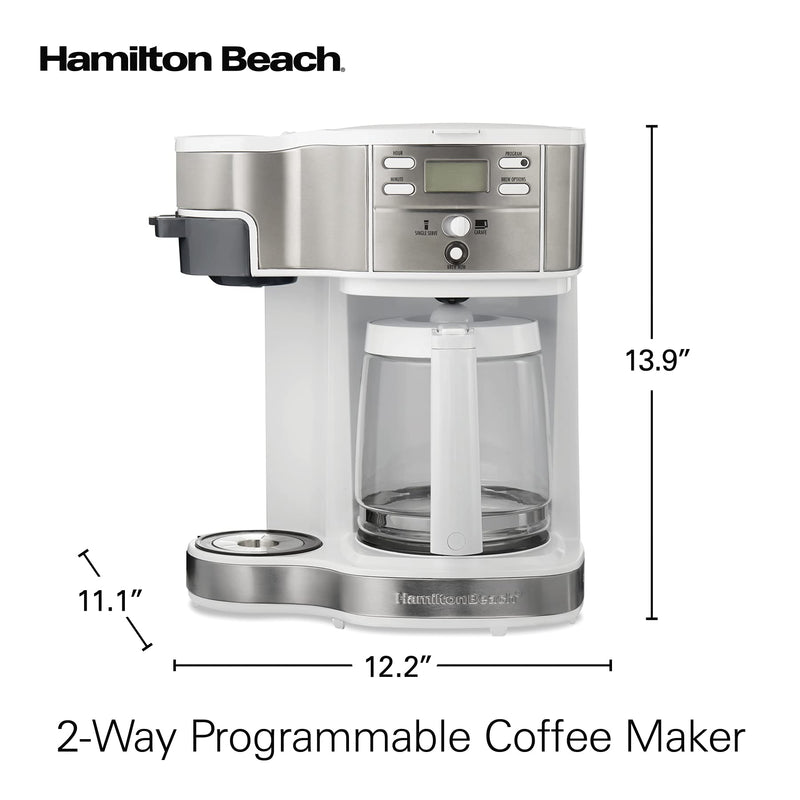 Hamilton Beach 2-Way 12 Cup Programmable Drip Coffee Maker & Single Serve Machine, Glass Carafe, Auto Pause and Pour, Black (49980R)