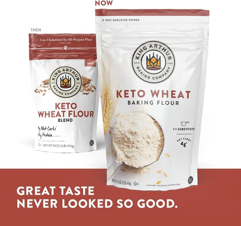 King Arthur, Keto Wheat Flour Blend, Non-GMO Project Verified, 1-to-1 Substitute for All- Purpose Flour, 16 Ounces