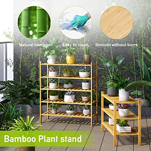 BMOSU 2-Tier Bamboo Shoe Rack Premium Stackable Shoe Shelf Storage Organizer for Hallway Closet Living Room Entryway Organizer (Natural Bamboo)