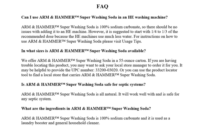 ARM & HAMMER Super Washing Soda Household Cleaner and Laundry Booster, Versatile Natural Home Cleaner, Powder Laundry Additive and Cleaner, 55 oz Box