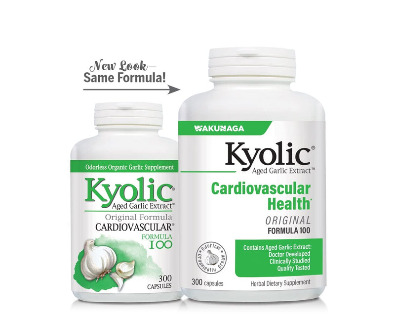 Kyolic Aged Garlic Extract Formula 100, Original Cardiovascular, 200 Capsules (Packaging May Vary)