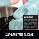 Gorilla Grip Heat and Slip Resistant Silicone Oven Mitts Set, Soft Cotton Lining, Waterproof, BPA-Free, Long Flexible Thick Gloves for Cooking, Kitchen Mitt Potholders, 12.5 in, Black