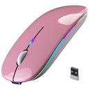 Wireless Bluetooth Mouse, Rechargeable, LED, Silent, Ultra-thin Design (Bluetooth 5.2 and 2.4GHz USB Receiver) | Portable Computer Mouse for Laptops, iPads, MacBooks and Apple Devices (Black)