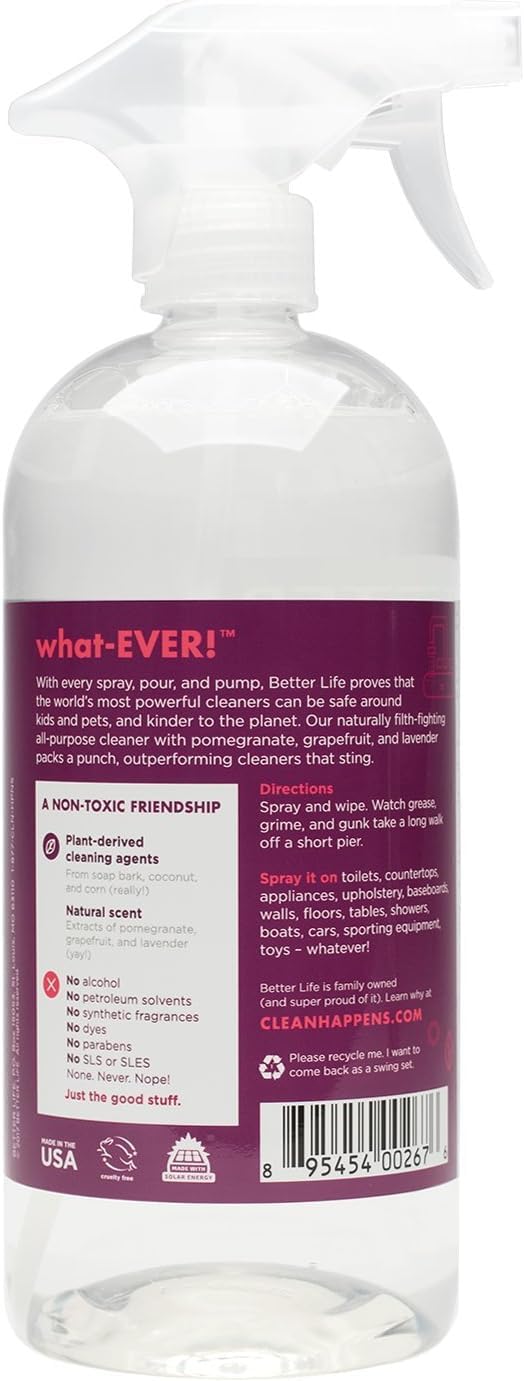 Better Life All Purpose Cleaner - Multipurpose Home and Kitchen Cleaning Spray for Glass, Countertops, Appliances, Upholstery & More - Multi-surface Spray Cleaner - 32oz Clary Sage & Citrus