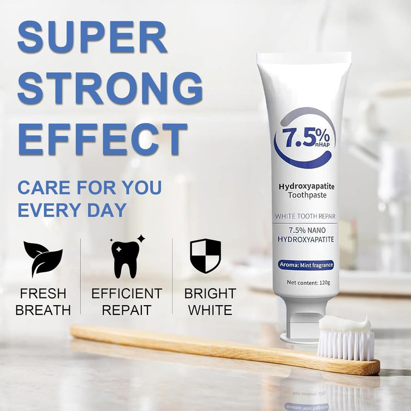 Hydroxyapatite Toothpastes for Enamel Protection and Tooth Strengthening, Fluoride-Free Formula for Sensitive Teeth, Gentle and Effective Formula, Gentle Mint, Fresh Breath (2PCS)