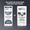 Schmidt's Aluminum-Free Vegan Deodorant Charcoal & Magnesium with 48 Hour Odor Protection, 2 Count for Women and Men, Natural Ingredients, Cruelty-Free, 2.65 oz, Pack of 2