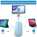 Wireless Bluetooth Mouse, Rechargeable, LED, Silent, Ultra-thin Design (Bluetooth 5.2 and 2.4GHz USB Receiver) | Portable Computer Mouse for Laptops, iPads, MacBooks and Apple Devices (Black)