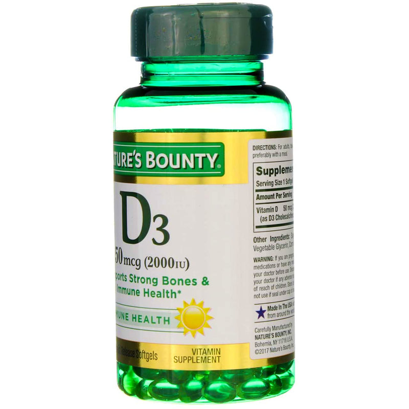 Nature's Bounty Vitamin D, Immune Support, 2000 IU, Softgels, 350 Ct