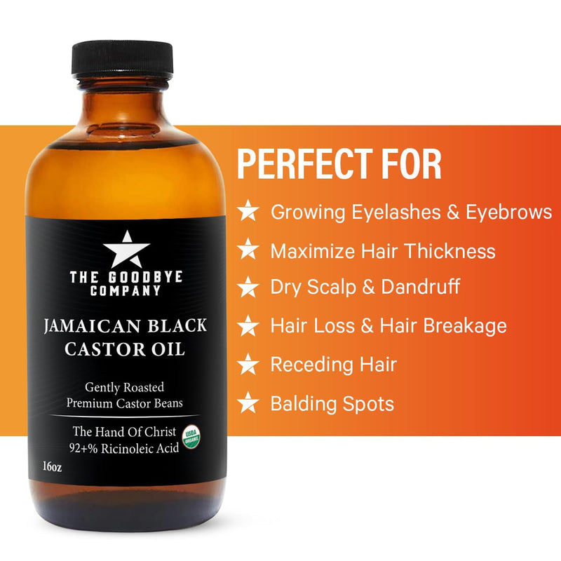 The Goodbye Company Organic Castor Oil – 100% Pure Extra Virgin, Cold-Pressed & Unrefined – Hexane-Free – Nourishing Oil for Healthy Skin, Hair Growth & Eyelashes (250mL)