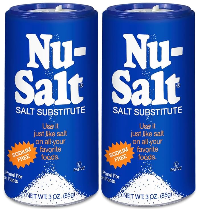 NU Salt Sodium-Free Salt Substitute (2 Pack) Contains Potassium Chloride, Table Salt Alternative, Vegan, Good for Chips, Pretzels, French Fries, Popcorn Seasoning, 3oz Shaker Bottle