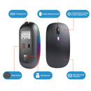 Wireless Bluetooth Mouse, Rechargeable, LED, Silent, Ultra-thin Design (Bluetooth 5.2 and 2.4GHz USB Receiver) | Portable Computer Mouse for Laptops, iPads, MacBooks and Apple Devices (Black)
