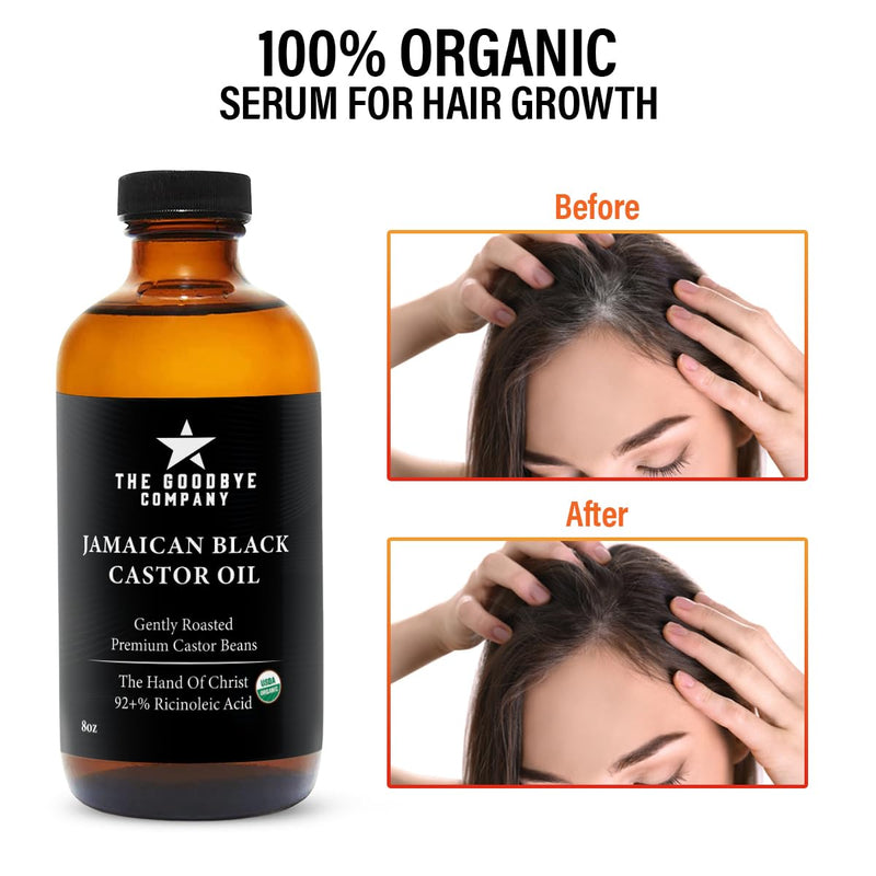 The Goodbye Company Organic Castor Oil – 100% Pure Extra Virgin, Cold-Pressed & Unrefined – Hexane-Free – Nourishing Oil for Healthy Skin, Hair Growth & Eyelashes (250mL)