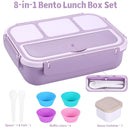 Bento Box Adult Lunch Box, Lunch Containers for Kids Girls Boys with 4 Compartments, Lunchable Food Container with Utensils, Sauce Jar, Muffin Liners, 40 Oz/5 Cup, Microwave & Dishwasher Safe, Navy