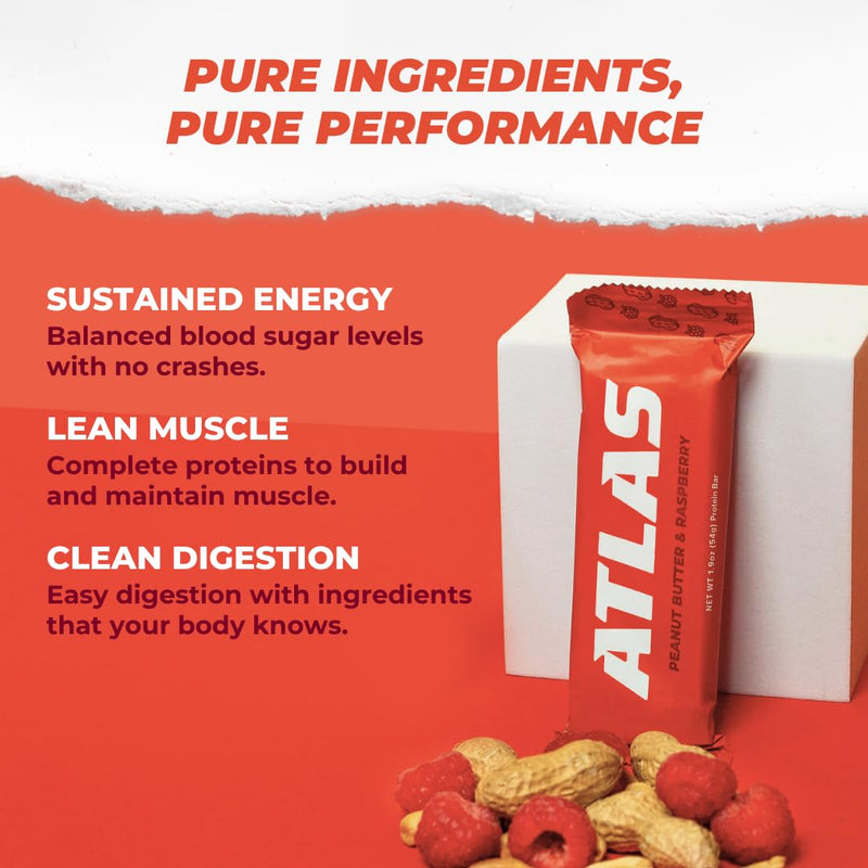 Atlas Protein Bar, 20g Protein, 1g Sugar, Clean Ingredients, Gluten Free (Whey Variety, 12 Count (Pack of 1))