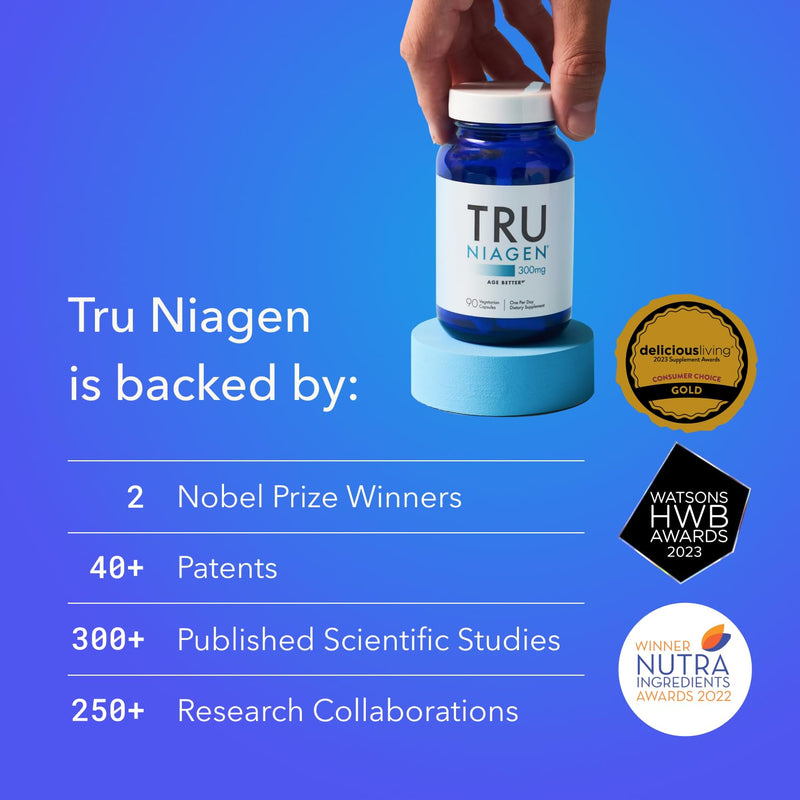 TRU NIAGEN - Patented Nicotinamide Riboside NAD+ Supplement. NR Supports Cellular Energy Metabolism & Repair, Vitality, Healthy Aging of Heart, Brain & Muscle - 30 Servings / 30 Capsules - Pack of 1