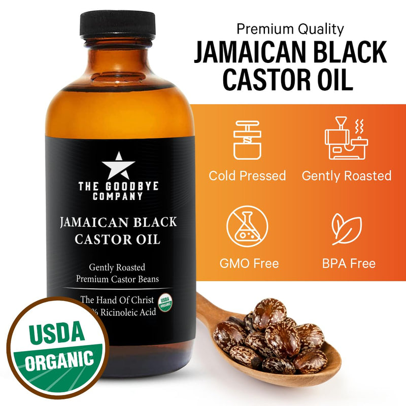 The Goodbye Company Organic Castor Oil – 100% Pure Extra Virgin, Cold-Pressed & Unrefined – Hexane-Free – Nourishing Oil for Healthy Skin, Hair Growth & Eyelashes (250mL)