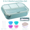 Bento Box Adult Lunch Box, Lunch Containers for Kids Girls Boys with 4 Compartments, Lunchable Food Container with Utensils, Sauce Jar, Muffin Liners, 40 Oz/5 Cup, Microwave & Dishwasher Safe, Navy