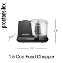 Proctor Silex Durable Electric Vegetable Chopper & Mini Food Processor for Chopping, Puree & Emulsify, 1.5 Cup, 1.5 cups, White