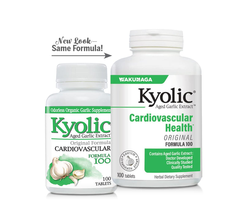Kyolic Aged Garlic Extract Formula 100, Original Cardiovascular, 200 Capsules (Packaging May Vary)