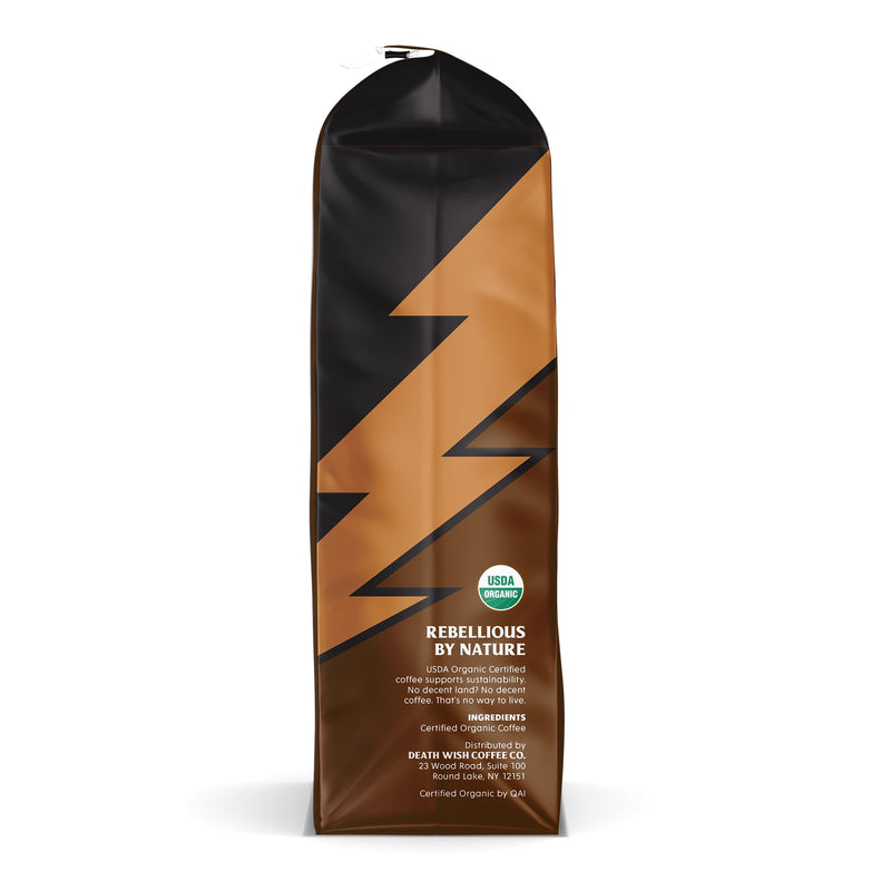 Death Wish Coffee Co., Organic and Fair Trade Dark Roast Ground Coffee, 16 oz