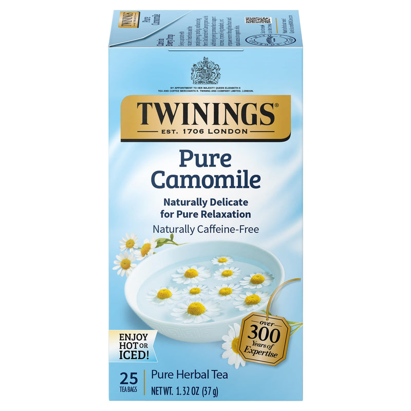 Twinings Pure Camomile & Honey Herbal Tea individually Wrapped Bags, Naturally Caffeine Free 20 Count (Pack of 6)