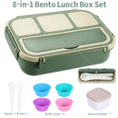 Bento Box Adult Lunch Box, Lunch Containers for Kids Girls Boys with 4 Compartments, Lunchable Food Container with Utensils, Sauce Jar, Muffin Liners, 40 Oz/5 Cup, Microwave & Dishwasher Safe, Navy
