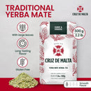 Cruz de Malta Yerba Mate Tea – 1kg (2.2 lbs) Loose Leaf – Traditional Argentine Herbal Tea – Smooth Flavor, Naturally Sourced – USA Specific Packaging – Gluten-Free – Large Leaf Low Dust Yerba Mate