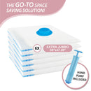 20 Pack Vacuum Storage Bags, Space Saver Bags (4 Jumbo/4 Large/4 Medium/4 Small/4 Roll) Compression for Comforters and Blankets, Sealer Clothes Storage, Hand Pump Included