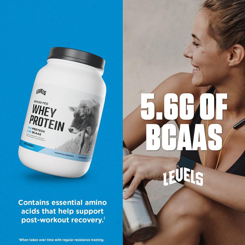 Levels Grass Fed Whey Protein Powder, No Artificials, 24G of Protein, Double Chocolate, 5LB