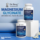 Dr. Berg Magnesium Glycinate with Vitamin D, B6 & Zinc for Stress Relief, Calm, Relaxation, & Good Sleep* - 120 mg Per Magnesium Bisglycinate Capsule - Chelated Magnesium Glycinate - 150 Caps