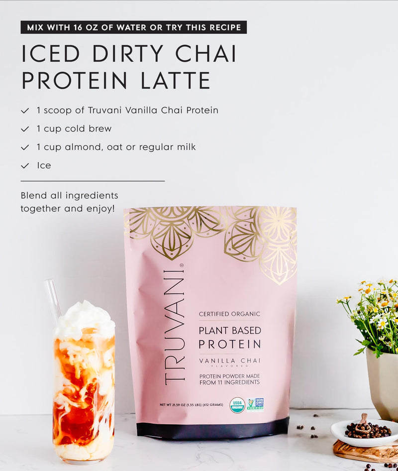 Truvani Vegan Pea Protein Powder | Vanilla | 20g Organic Plant Based Protein | 18 Servings | Keto | Gluten & Dairy Free | Low Carb | No Added Sugar