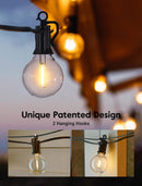 Outdoor String Lights 25 Feet G40 Globe LED Patio Lights with 13 Edison Plastic Bulbs(1 Spare), Waterproof Connectable Hanging Christmas Lights for Backyard Porch Balcony Party Xmas Decor, Black