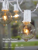 Outdoor String Lights 25 Feet G40 Globe LED Patio Lights with 13 Edison Plastic Bulbs(1 Spare), Waterproof Connectable Hanging Christmas Lights for Backyard Porch Balcony Party Xmas Decor, Black