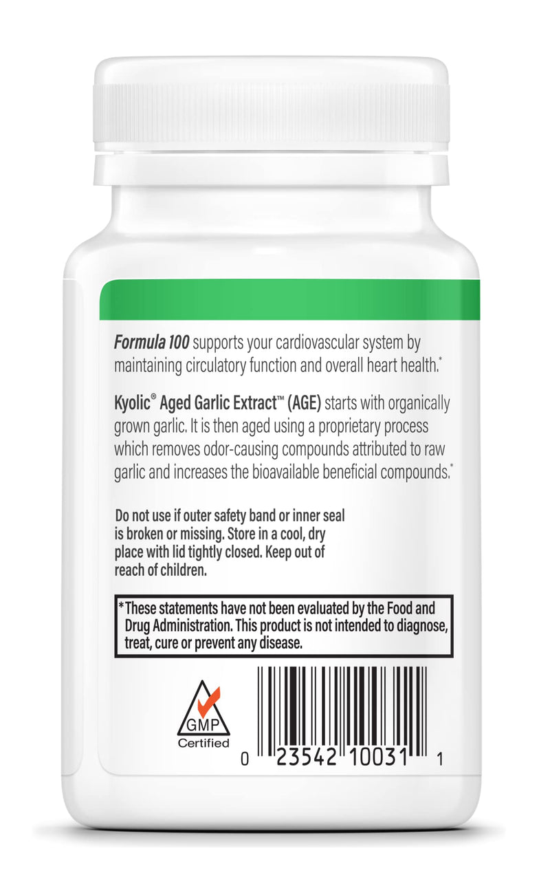 Kyolic Aged Garlic Extract Formula 100, Original Cardiovascular, 200 Capsules (Packaging May Vary)
