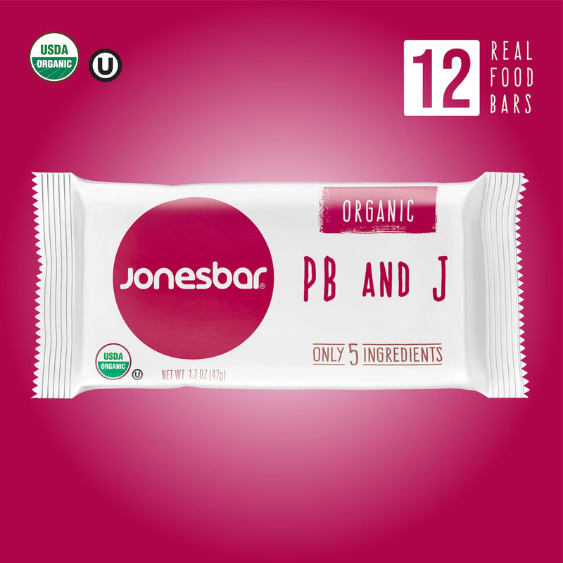 JONESBAR (Variety Pack, 12 Count (Pack of 1)), USDA Organic Fruit & Nut Bar, Non-GMO, Kosher, Vegan, Gluten Free, Simple Snack Bar