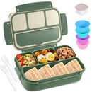 Bento Box Adult Lunch Box, Lunch Containers for Kids Girls Boys with 4 Compartments, Lunchable Food Container with Utensils, Sauce Jar, Muffin Liners, 40 Oz/5 Cup, Microwave & Dishwasher Safe, Navy