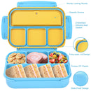 Bento Box Adult Lunch Box, Lunch Containers for Kids Girls Boys with 4 Compartments, Lunchable Food Container with Utensils, Sauce Jar, Muffin Liners, 40 Oz/5 Cup, Microwave & Dishwasher Safe, Navy