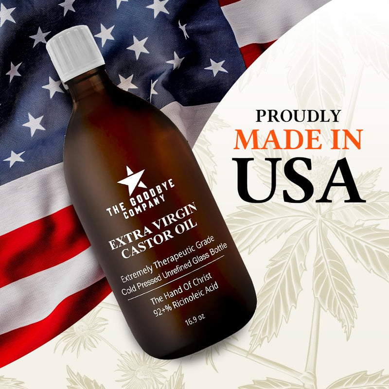 The Goodbye Company Organic Castor Oil – 100% Pure Extra Virgin, Cold-Pressed & Unrefined – Hexane-Free – Nourishing Oil for Healthy Skin, Hair Growth & Eyelashes (250mL)