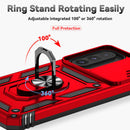 SunStory Compatible with Samsung Galaxy A17 5G Case with HD Screen Protector & Slide Camera Cover & Rotated Ring Kickstand,[Shockproof] Dual Layers Phone Case for Galaxy A17,Red