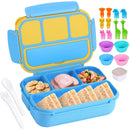 Bento Box Adult Lunch Box, Lunch Containers for Kids Girls Boys with 4 Compartments, Lunchable Food Container with Utensils, Sauce Jar, Muffin Liners, 40 Oz/5 Cup, Microwave & Dishwasher Safe, Navy