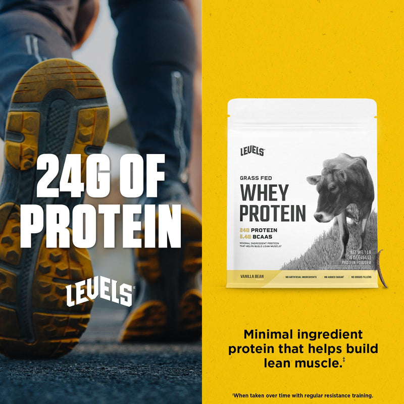 Levels Grass Fed Whey Protein Powder, No Artificials, 24G of Protein, Double Chocolate, 5LB