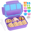 Bento Box Adult Lunch Box, Lunch Containers for Kids Girls Boys with 4 Compartments, Lunchable Food Container with Utensils, Sauce Jar, Muffin Liners, 40 Oz/5 Cup, Microwave & Dishwasher Safe, Navy