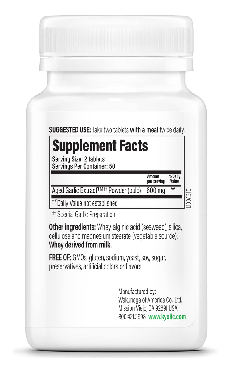 Kyolic Aged Garlic Extract Formula 100, Original Cardiovascular, 200 Capsules (Packaging May Vary)