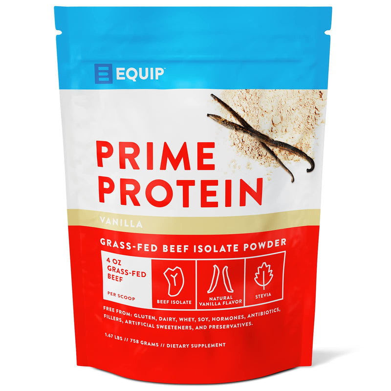 Equip Foods Prime Protein - Grass Fed Beef Protein Powder Isolate - Paleo and Keto Friendly, Gluten Free Carnivore Protein Powder - Unflavored, 1.39 Pounds - Helps Build and Repair Tissue