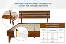 Bme Caden 15" Bed Frame with Adjustable Headboard - Mid Century, Retro Style with Acacia Wood - No Box Spring Needed - Wood Slat Support - Easy Assembly (Caramel, King (U.S. Standard))
